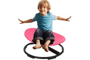 HMLOPX Sensory Spinning Carousel, Kids Swivel Chair, Spin Chair For Children With Autism, Sensory Training Body Coordination Training, Ages 3-12… (Pink)