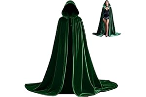 Scinzene Grüner Samt Umhang Mit Kapuze 170cm, Halloween Kostüm Damen, Hexen Kostüm, Herr Der Ringe, Elfen, Ghostface, Für Karneval Halloween Cosplay