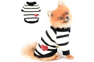 PAIDEFUL Striped Dog Shirt for Small Medium Dogs Cats Girls Boys Vest T-Shirts with Red Heart Breathable Tank Tops Puppy Chihuahua Yorkie Clothing Pet Summer Walking Outdoors