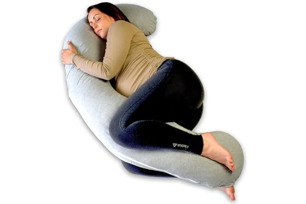 Ella Gravidkudde XXL J-Form - Sovkudde på sidan - Kroppskudde - Amningskudde - Kroppskudde - 155x80cm - Avtagbart bomullsöver