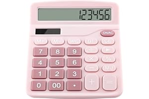 AITVSFAO Calculators, 12 Digit Desk Calculator with Large Display and Big Button, Solar Battery Dual Power Office Calculator, Standard Function Desktop Calculator for Office Home School (Pink)