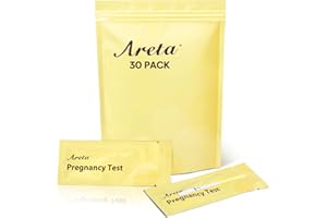 Areta 30 Tests de Grossesse Précoces: 30 Tests de HCG Urinaires, Bandelettes Sensibles 10 mIU/mL, Résultat Précis et Fiable | Utilisation Facile