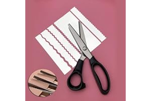 BESER LEE Craft Shears Fabric Paper Pinking - Stainless Steel Zig Zag Serrated Scalloped Edges Cut Scissors Size of 3 5 7mm for Cutting Needlework Embroidery Sewing Dressmaking and Upholstery Dressmaking