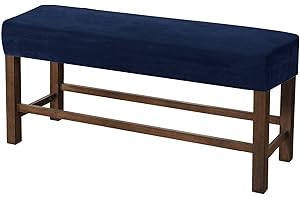 JHLD Upholstered Bench Slipcover, Velvet Dining Room Bench Covers Stretch Bench Seat Protector Elastic Dining Bench Cover Removable Washable For Living Room-Navy-Small