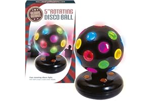 Global Gizmos 45860 5” Rotating LED Disco Ball/Battery Operated/Multi-Coloured Lights/Great for Parties/Black