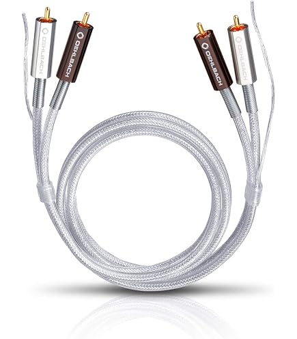 Viborg Cavo audio High End LC800 da 1 m, placcato in argento OFC, 2 connettori RCA placcati al rodio, jack per braccio placcato oro a 5 poli, dritti