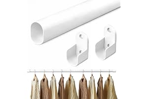 LOMUG Klädstång för skåp, klädstång utdragbar oval teleskopklädstänger med 2 hållare, garderobstång för garderob, vägg, fönster inomhus (vit, 42–70 cm)