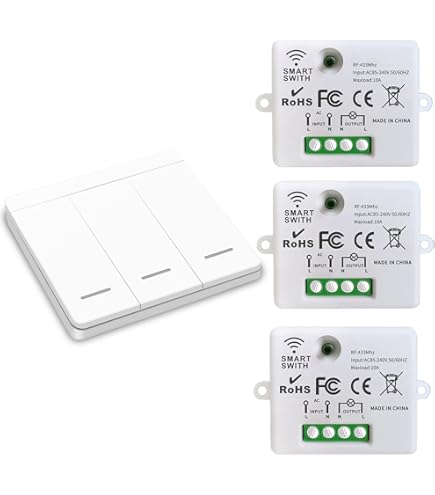 MOES RF433 Draadloze schakelaar, batterijloos, draadloze lichtschakelaar, geen batterij, wandlichtschakelaar, zelfvoorzienend, geen bedrading nodig, wandplaatzender (1-weg set