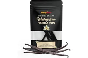 HONEYBERRY 10 Baccelli di Vaniglia Bourbon Premium (12–14 cm) – Vaniglia Naturale del Madagascar – Grado A – Bacche di Vaniglia per Dolci, Cucina, Dessert e Gelati (10 Pezzi)