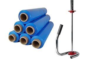 BESTE-FOLIE Profi Abroller Premium Chrome + 6 Rollen 2,5 kg Stretchfolie 23 my (Blau)