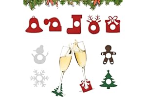 TSASWEET 45 Pz Pennarelli per Bicchieri da Vino di Natale Riutilizzabili Charms per Bicchieri da Vino di Natale Marcatore per Bicchieri da Vino per Natalizie Tavoli