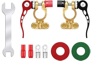 Boisbresil Batterieklemmen Auto Polklemmen Autobatterie, 12V 2 Stk Batterieklemmenverbinde Positive Negative Batterie Schnellverschluss Messing mit Korrosionsschutzpad Schraubenschlüsse PKW Schiffe