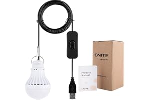 Onite Camping Lantern Light, Portable USB LED Tent Shed Light Bulb with Hanging Hook, Outdoor Light Waterproof Emergency Lamp for Hiking Fishing Camping/Patio/Garden/BBQ（Pure White）