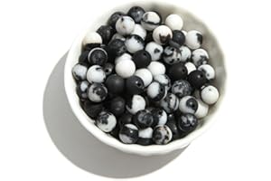 ACYUNLEI Natural Matte Stone Beads 8mm Black White Zebra Round Gemstone Beads Spacer Charm Energy Healing Beads DIY for Bracelet Necklace Earrings Jewelry Making