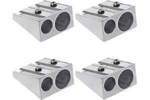 LNYMZD 4Pcs Silber Doppelloch Bleistiftspitzer, Magnesium Hand-Anspitzer, Metall-Anspitzer Für Schulen Büros Art, Schreib- Korrekturbedarf