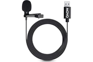 Movo M1 USB Lavalier Lapel Clip-on Omnidirectional Microphone for Laptop, PC and Mac, Perfect Podcasting, Gaming, Streaming and Desktop Mic (6m Cord)