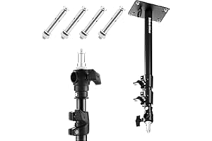Selens Supporto per fotografia, montaggio a parete per montaggio a soffitto, lunghezza regolabile fino a 103 cm, con filettatura da 3/8" 1/4", ombrelli, riflettori