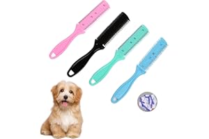 JNAWA 4 Pieces Pet Dog Cat Hair Trimmer Pet Double Sided Hair Styling Razor Comb Professional Hair Thinner Comb for Dogs Cats Hair Pet Supplies