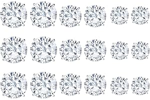 DOKRIN Pendientes para hombre,Pendientes para mujer,Juego de 12 pares de pendientes de circonita de cristal de seis garras redondas