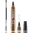 Microblading Eyebrow Pen with Double Ended Brow Brush, Waterproof Eyebrow Pencil Long-lasting Smudgeproof Brow Pen Makeup Cosmetic Tool Naturally Defined Eyebrow Pen (1#Light Brown+Brush)