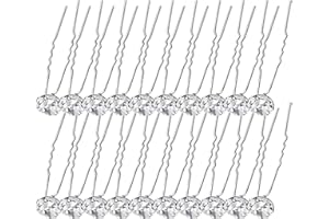 WEIESCIE 20 Stück Haarnadeln mit Kristall Strass Stein für Hochzeit Braut Haarschmuck, U-förmig Strass Haarnadeln für Kommunion Party, Haarschmuck Braut Brautjungfern Kopfschmuck Silber
