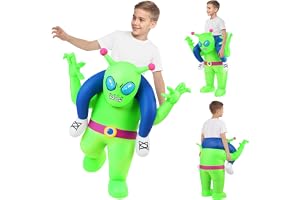AYBUY Uppblåsbar alien-kostym, grön, uppblåsbar utomjordingsdräkt, för Halloween, karneval, cosplay-outfit, uppblåsningssystem ingår