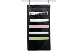 easybuy Portaoggetti da Appendere con 5 Scomparti, Porta Documenti da Appendere, Contenitori Documenti e opuscoli appesi per Ufficio Scuola di Famiglia, Nero