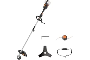 WORX Débroussailleuse sans Fil 40V WG186E.92, Lame de 25 cm, Fil de Coupe 38cm, Capot de Protection, Poignée Amovible, Tête Interchangeable, livrée sans Batterie ni Chargeur
