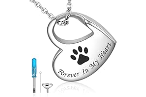 UICCVOKK Heart Urn Necklace for Ashes, Ashes Necklace Ashes Jewellery Stainless Steel Ashes Keepsake Personalized Memorial Necklace Urns for Human Pets Ashes Cremation Jewellery for Ashes Memorial Pendant
