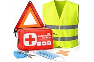 POWR CAR 3 in 1 Pannenset 2026 - Auto Erste Hilfe Set mit Warndreieck, Warnweste & Verbandskasten - KFZ Autozubehör nach aktueller Norm geprüft (3 in 1 - KFZ SET)