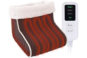 ECOSAPIENS Chauffe-pieds électrique UGI, 3 modes de chauffage, arrêt automatique, pour pieds de n'importe quelle taille, lavable, chaussons chauffants, chauffe-pieds pour les femmes hommes et les personnes âgées