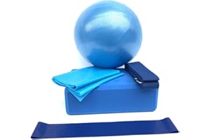 YOLISPA 5Pcs Yoga Set for Beginners Equipment, Exercise Ball Yoga Blocks and Straps Resistance Loop Band