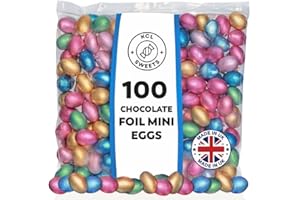 KCL Foil Chocolate Mini Eggs - Pack of 100 Mixed Colour - Bulk Chocolate Eggs Easter Hunt Treats - Creamy Mini Chocolate Eggs for Easter Parties & Celebrations
