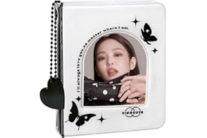 GENERIC 3-calowe etui na karty fotograficzne, 7,8 cm, mini album fotograficzny, motyl, miłość, serce, wydrążone, 40 kieszeni, książeczka z imionami, dla fanów zdjęć, album z zawieszką