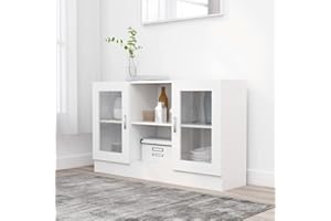 FAMIROSA Armadietto con Vetrina Bianco 120x30,5x70 cm in Truciolato