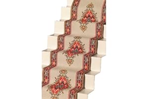 Melody Jane Dolls House Woven Stair Carpet Runner Cream Red Miniature Flooring