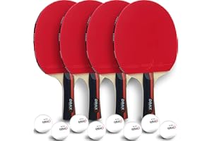 DRAXX Sports Raquette de Ping Pong | Set Tennis de Table kit + Sacoche de Protection | balles | Jeu sur Tables exterieure Enfant Adulte idée Cadeau Noel Housse Couleur Carbon Pochette