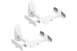 mahara Side Clamping Speaker Mounts, Mounted Surround Sound Bookshelf Audio Stands, Hifi Ceiling Rear Speaker Mount Pair, Set Of 2, White Up To 20KG