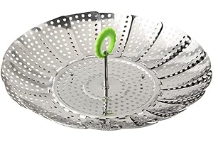 Fackelmann 42489 Panier vapeur dépliable, panier vapeur, cuiseur vapeur, panier légumes vapeur, Acier inoxydable, Argenté, de 14 à 24 cm déplié