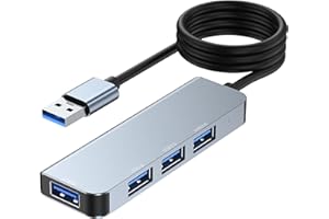 ROTOPATA 4-Port USB 3.0 Hub, Ultraflacher Tragbarer Daten USB Hub mit 120cm Verlängerungskabel, USB Verteiler für MacBook, Mac Pro, Mac Mini, iMac, Surface Pro, XPS, PC, Flash Drive, Mobile HDD