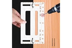 Pexintek Mango de perillas plantilla de perforación, hardware de gabinete, de acero inoxidable, abridor de agujeros para tiradores de armarios y manijas de cómodas, herramientas de montaje de cajones