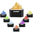 SUMVISION Flame Diffuser Humidifier For Bedroom Electric Diffusers For Home Essential Oils Aromatherapy 7 Colour LED Night Light Auto Shutoff Safety BPA FREE (UK DESIGN FREE UK TECH SUPPORT) (Black)
