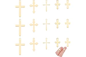 UNICRAFTALE 50 pièces 5 Styles Breloques Croix Breloques Doré Ankh Croix Breloques Acier Inoxydable Breloque Métal Breloque Pendentifs pour Femmes Fabrication de Bijoux Longueur 12-23 mm