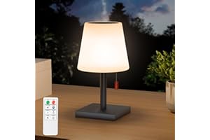 ‎GGII GGII Solar Tischlampe Outdoor LED Tischlampe 2in1 Solarladung & USB Aufladung Tischleuchte Kabellos, Akku Warmes Weiß Dimmbar Solarleuchte IP44 Wasserdicht für Innen Außen Garten Balkon (Grau)