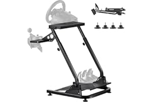 VEVOR Soporte para Volante de Carreras Ajustable y Plegable, Compatible con Logitech G29, G27, G920 y G923, Thrustmaster T300RS, T300GT, T248, TS-PC y TSXW Gaming Cockpit. Pedales no Incluidos