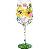 NymphFable Verre à Vin Peint à la Main Libellule Oiseau Fleur