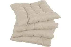 gutekissen Coussin de Chaise piqué carré Garniture pour chaises/bancs pour la Maison et Le Jardin Coussin d'assise Coussin d'assise de Jardin Nombreuses Couleurs (60x60, Crème, 4)