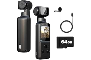 ydi 4K Körperkamera Bodycam Video & Audio Mini Taschen Vlog Cam 270° Drehbarer Kamera mit Externes Mikrofon, 64GB Karte, Pocket Kamera für Sport im Freien, Fahrrad, Reisen, Polizei, Zivilisten
