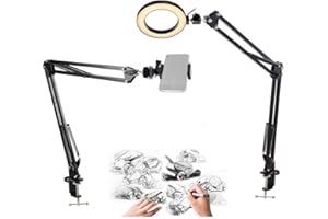 AYIZON Handy-Ringlicht, 20cm Tisch Ringlicht mit 2 Arm Halterung für iPhone,Samsung,Backen, Basteln, Kalligraphie, Zeichnen, Online-Unterricht, Videoaufnahme