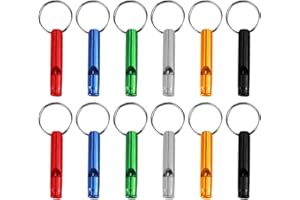 WNV 12 pcs Emergency Whistle with Key Chain, Aluminum Extra Loud Safety Survival Whistle Keychain for Outdoor Sports Camping Hiking Boating Hunting, 6 Colors